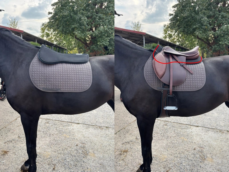 Vergleich Korrekturpad gerade mit und ohne Sattel