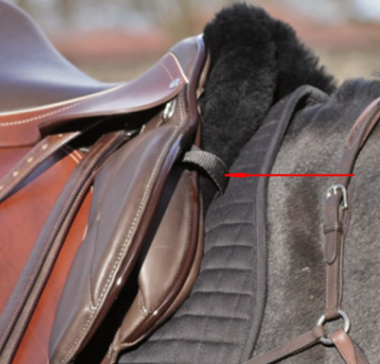 Korrekturpad unter Sattel mit Abstandsmarkierung